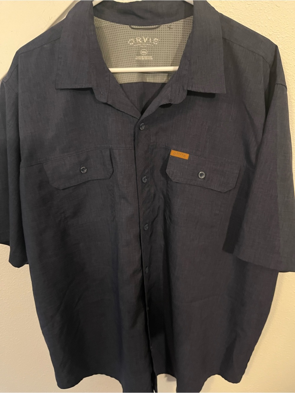 Orvis Navy Short-Sleeve Casual Button-Down Shirt